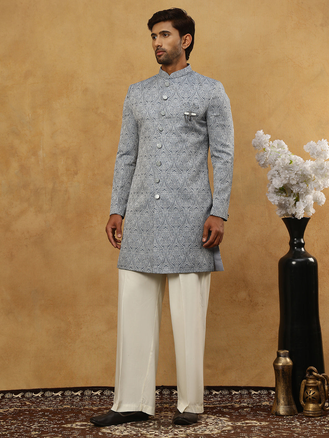 Paisley Jacquard Silk Indo-Western Set