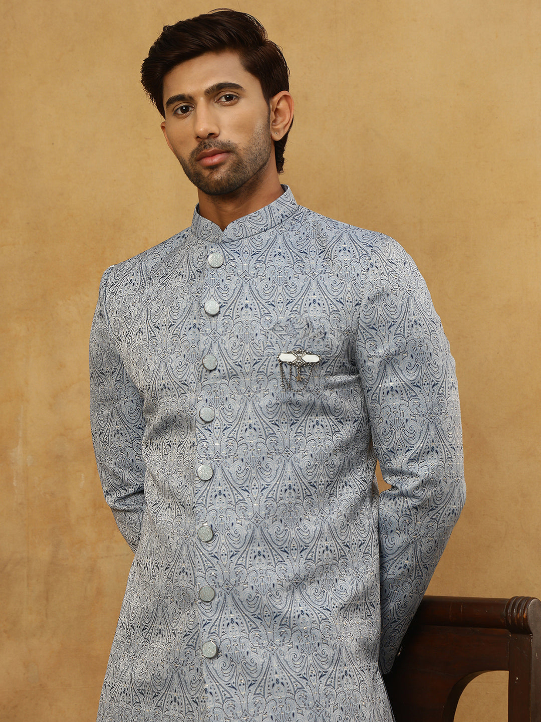 Paisley Jacquard Silk Indo-Western Set