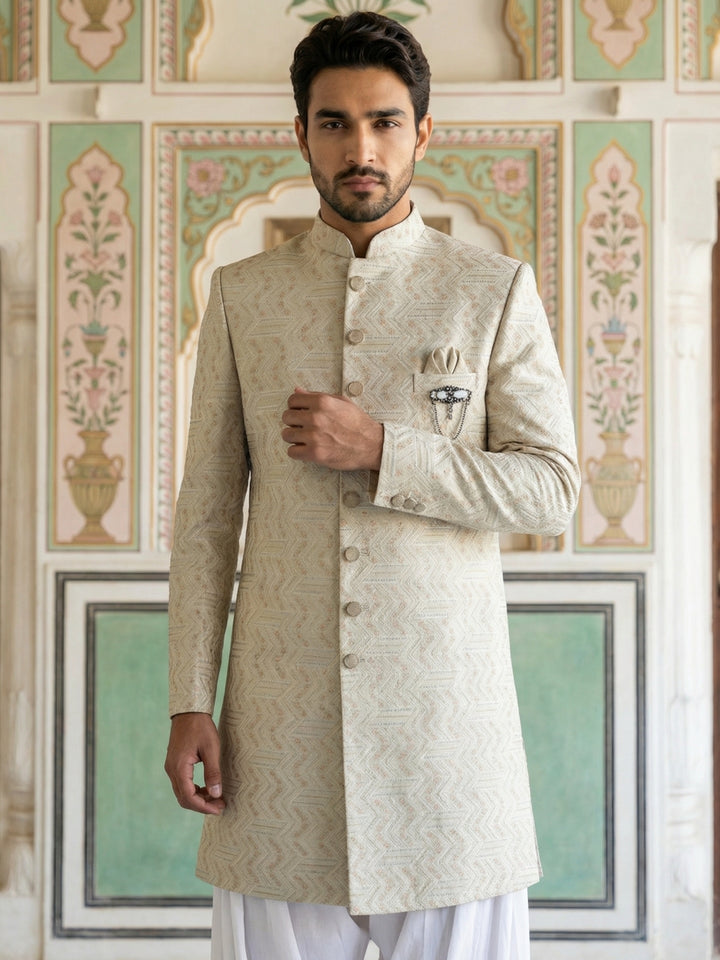 Jacquard Silk Indo-Western Set