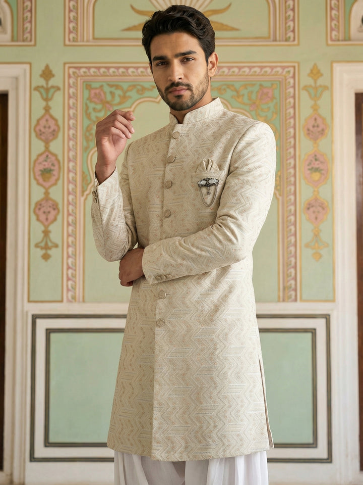 Jacquard Silk Indo-Western Set