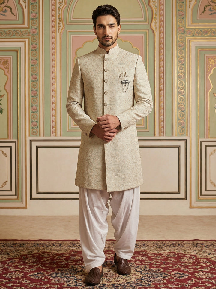 Jacquard Silk Indo-Western Set