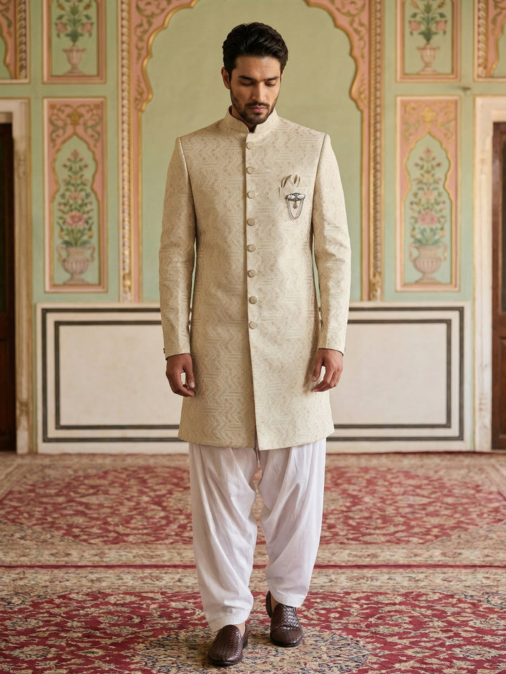 Jacquard Silk Indo-Western Set