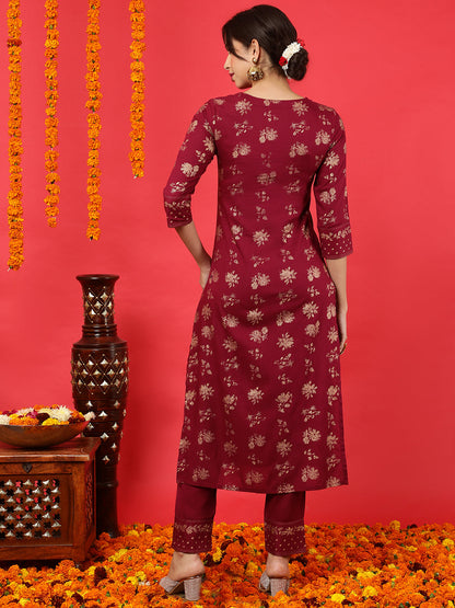 Rayon Calf Length Printed Straight 3/4 Sleeves Round Neck Kurta Bottom Dupatta Set (Preorder)
