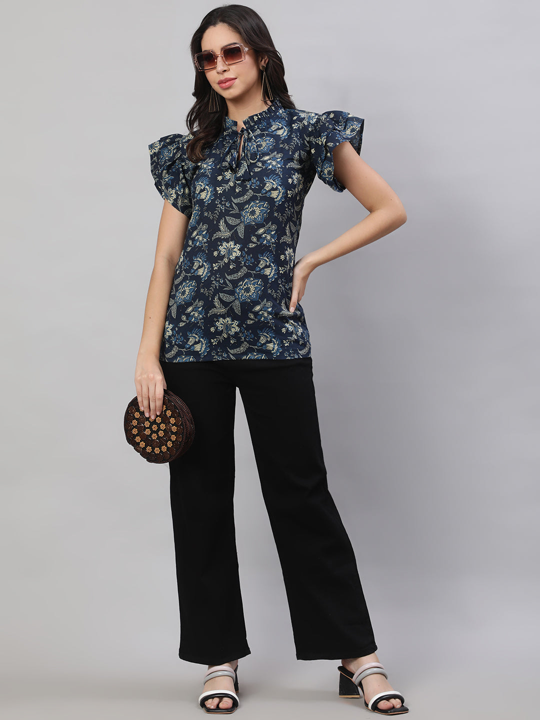 Printed 3/4 Sleeves Regular Pure Cotton  Top