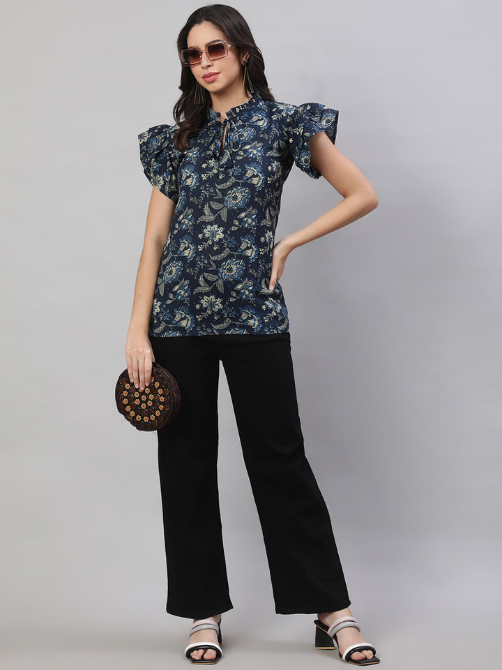 Printed 3/4 Sleeves Regular Pure Cotton  Top