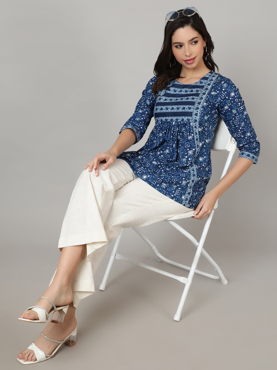 Floral Printed Flared   Top