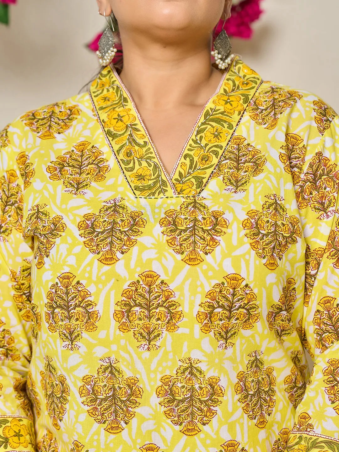 Yellow Ethnic Motifs Sequins Work Straight Plus Size Kurta Trouser Dupatta Set