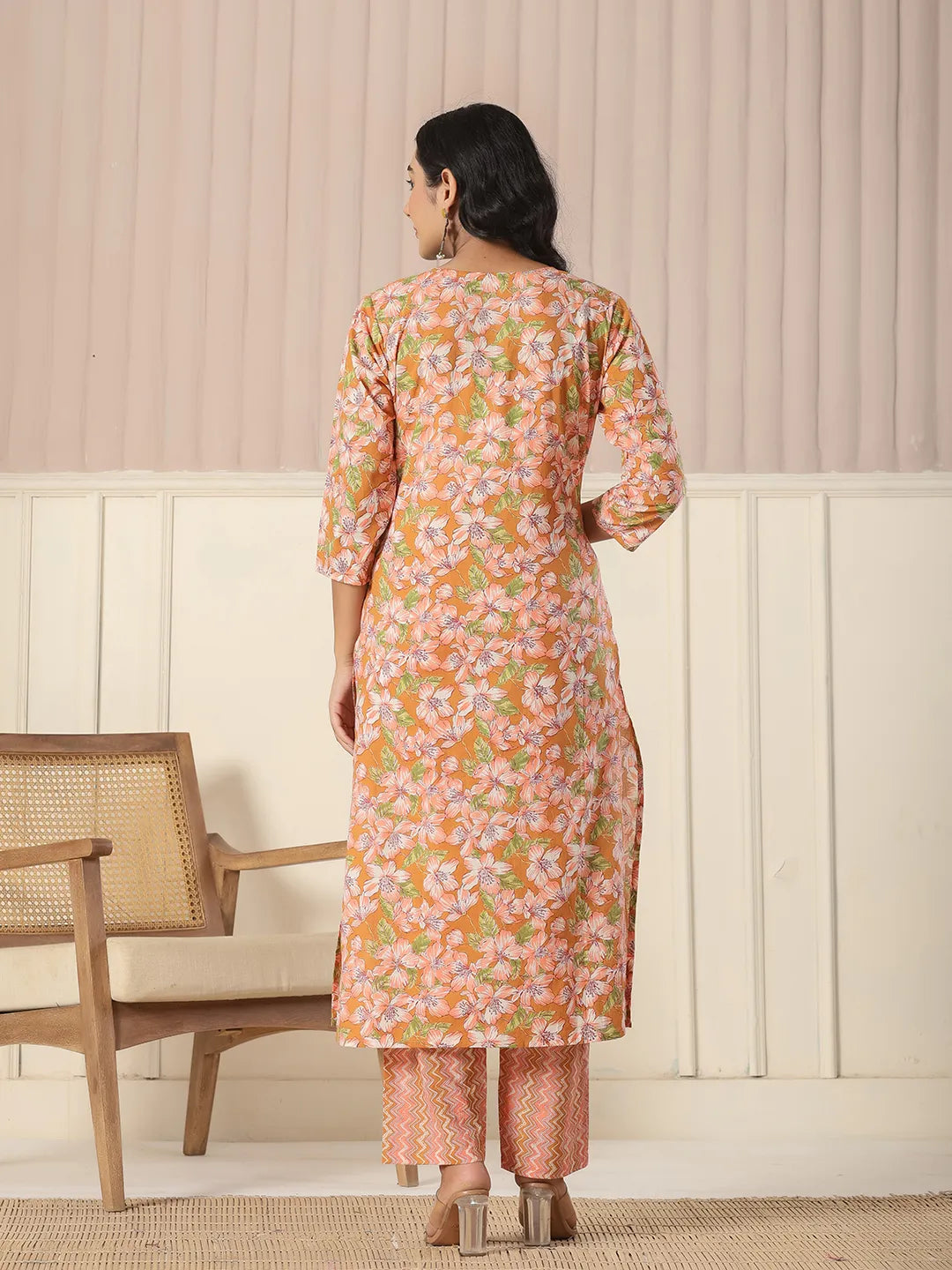 Mustard Pure Cotton Kurta Dupatta Pant Set