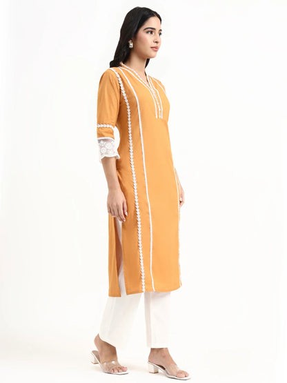 Premium Cotton Poplin Bronze Kurta Dupatta Pant Set