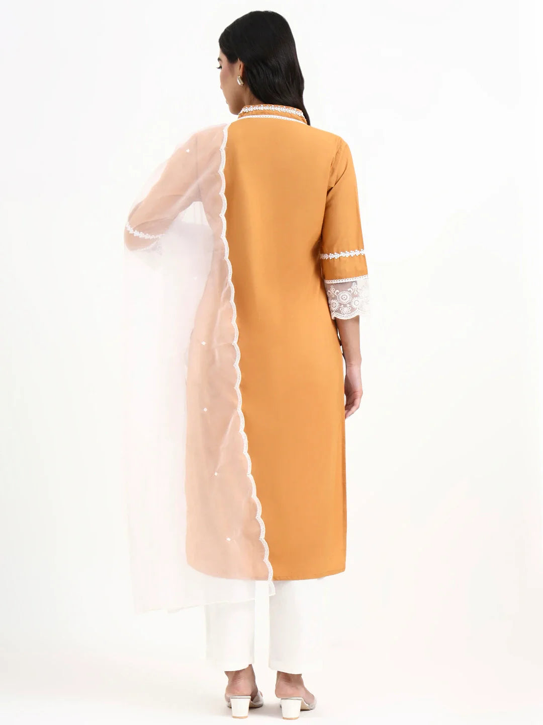 Premium Cotton Poplin Bronze Kurta Dupatta Pant Set