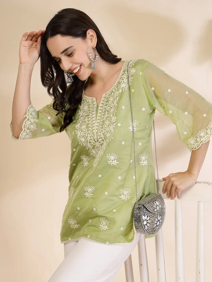 Green Organza Top