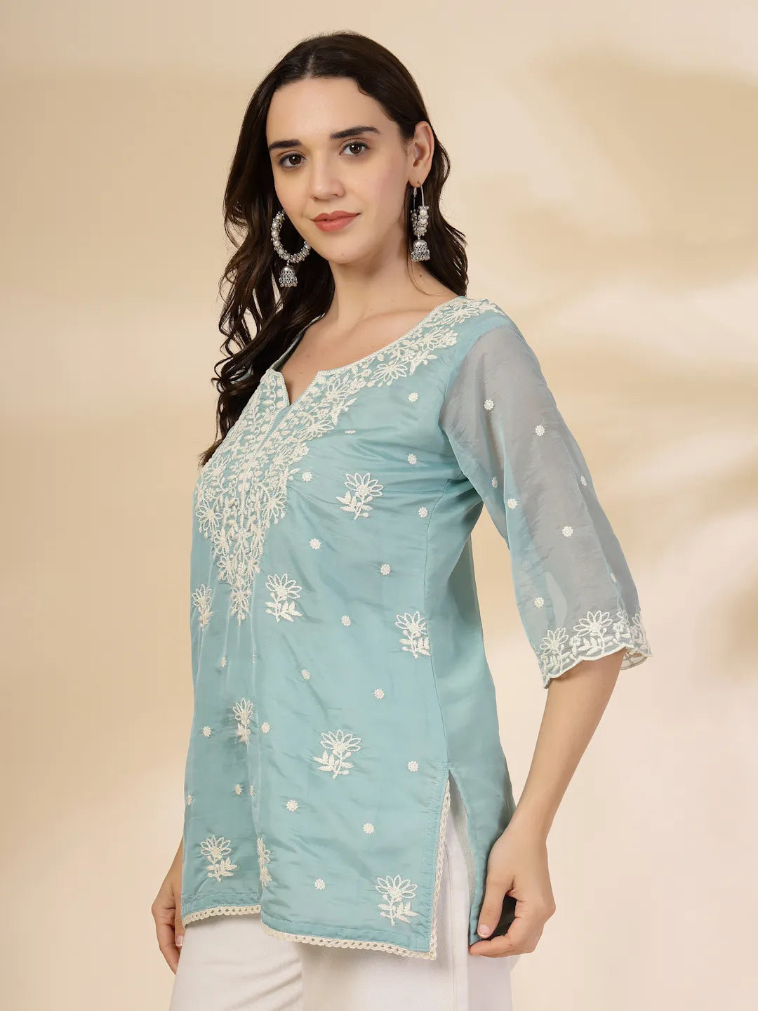 Teal Organza Top