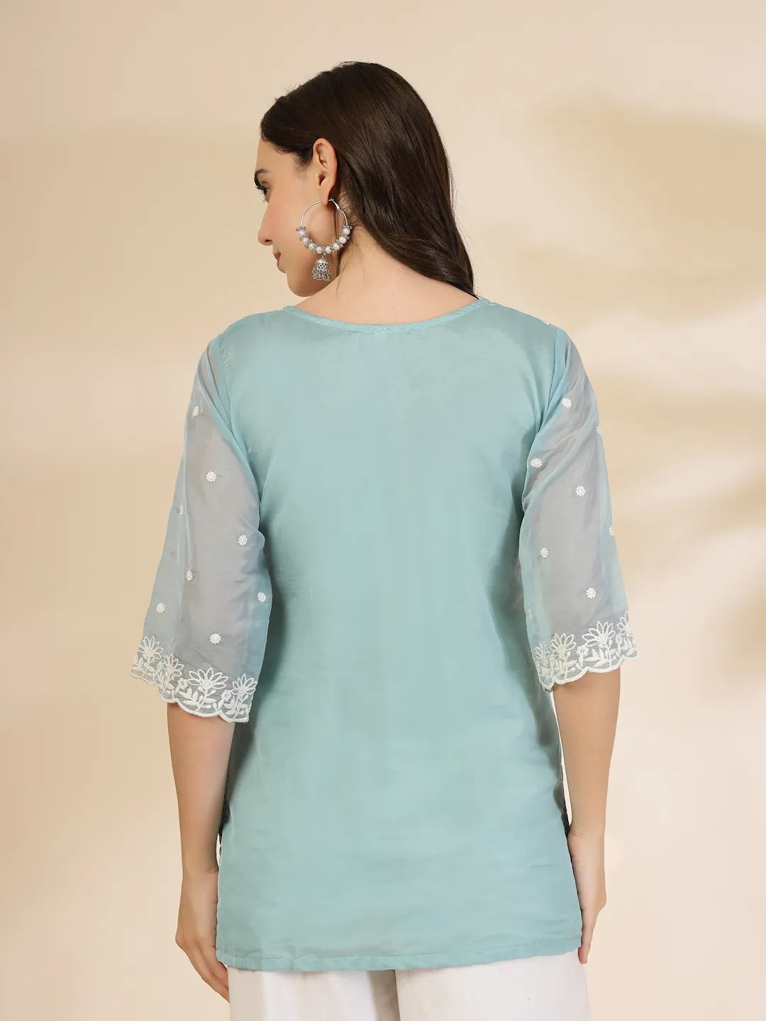 Teal Blue Organza Top