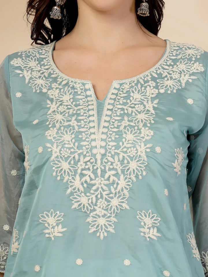 Teal Organza Top