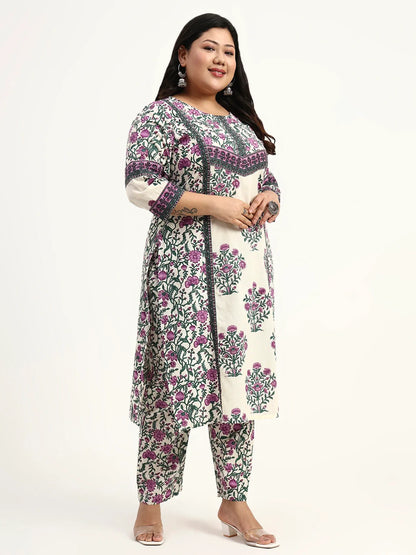 Cotton Kurta Dupatta Set (Plus Size)