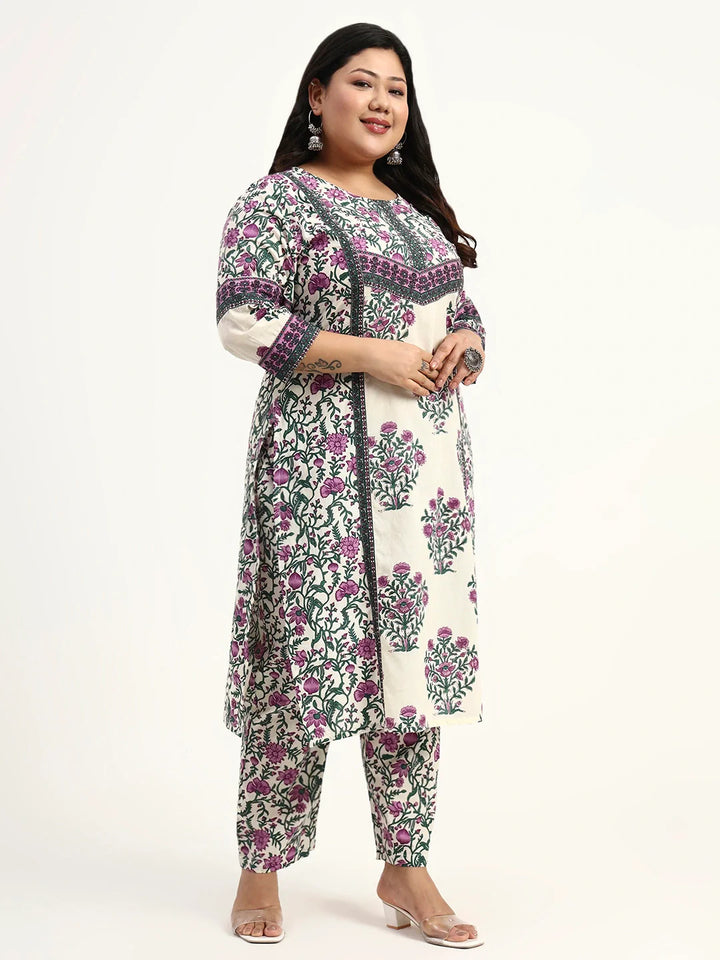 Cotton Kurta Dupatta Set (Plus Size)