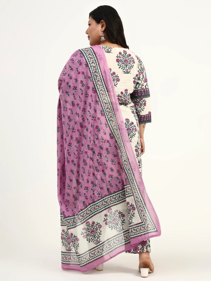 Cotton Kurta Dupatta Set (Plus Size)