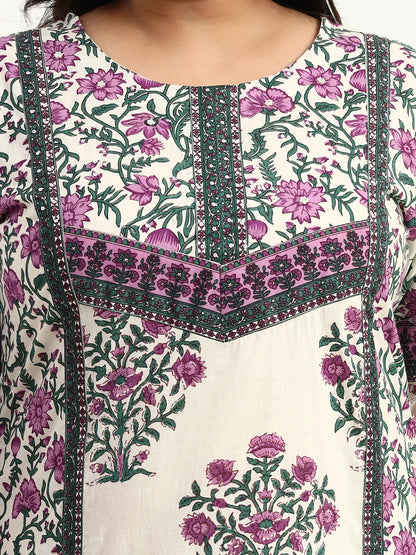 Cotton Kurta Dupatta Set (Plus Size)