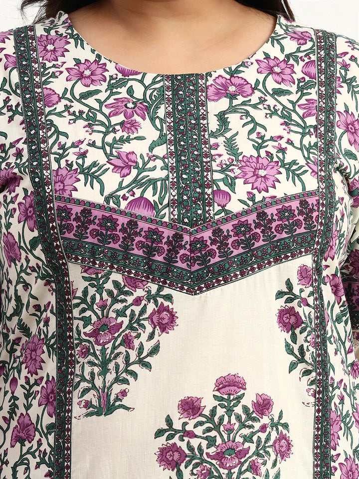 Cotton Kurta Dupatta Set (Plus Size)