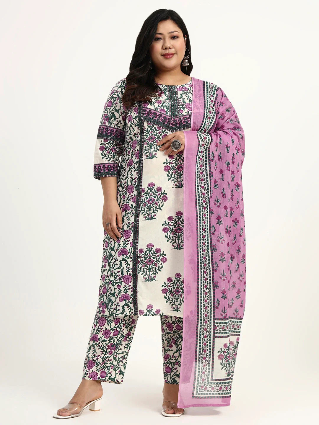 Cotton Kurta Dupatta Set (Plus Size)