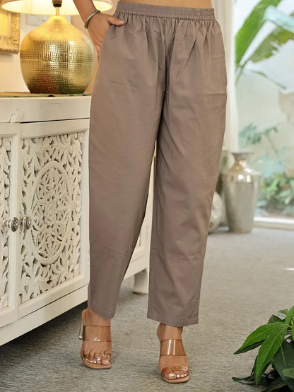 Blue Cotton Straight Lace Work Kurta Dupatta Set