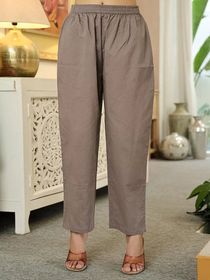 Olive Green Cotton Straight Lace Work Kurta Dupatta Set