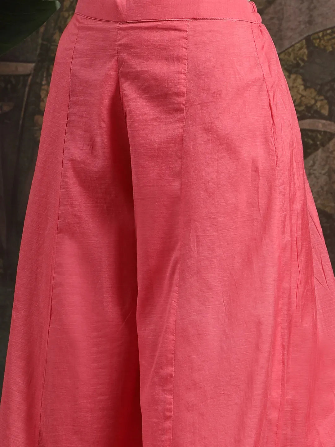 Pink Silk Blend Embroidered Straight Kurta Dupatta Palazzo Set