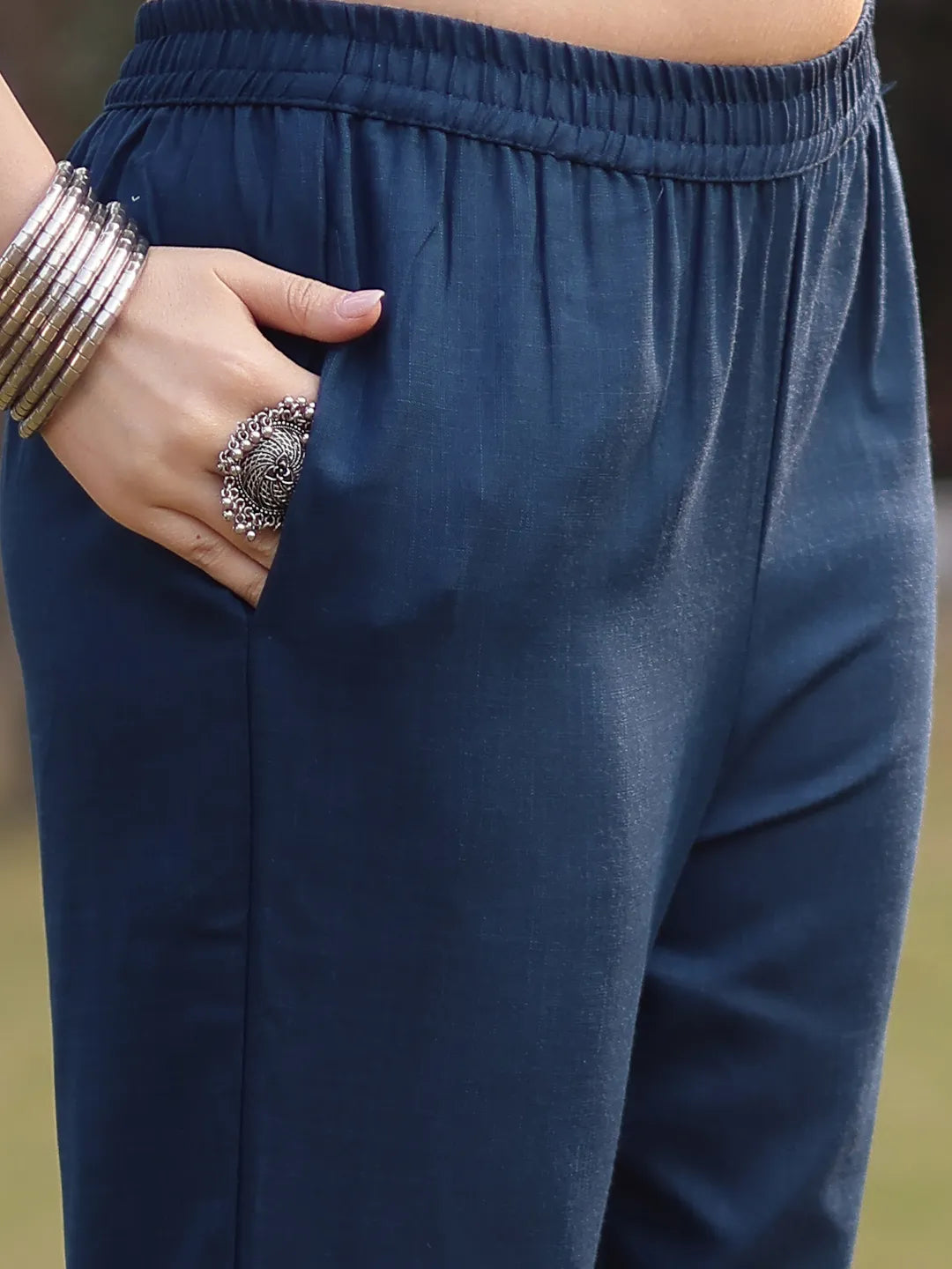 Teal Blue Pure Cotton Lace Work Pakistani Straight Kurta Dupatta Pant Set