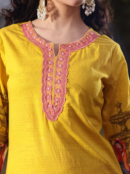 Cotton Lime Green Pakistani Straight Kurta Trouser Dupatta Set