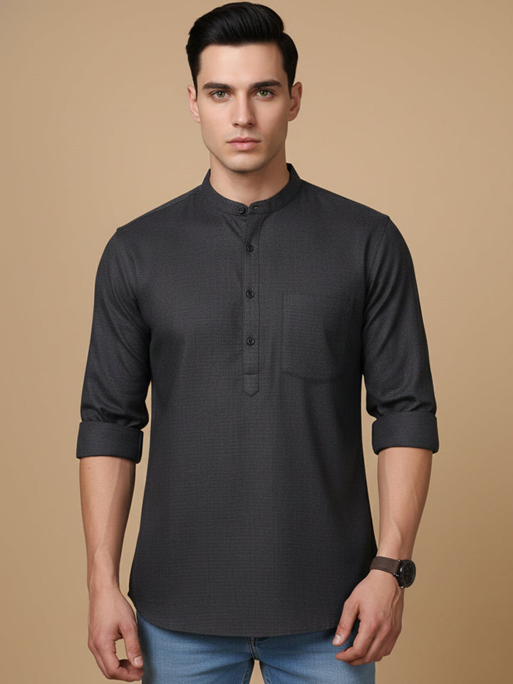 Men’S Casual Solid Short Kurta