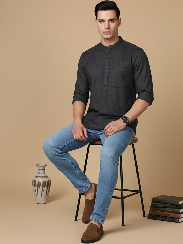 Men’S Casual Solid Short Kurta