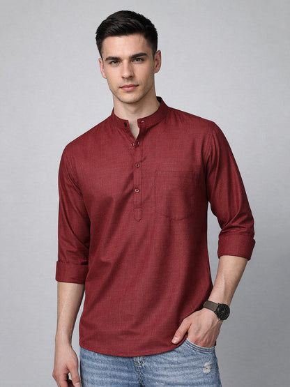Men’S Casual Solid Short Kurta