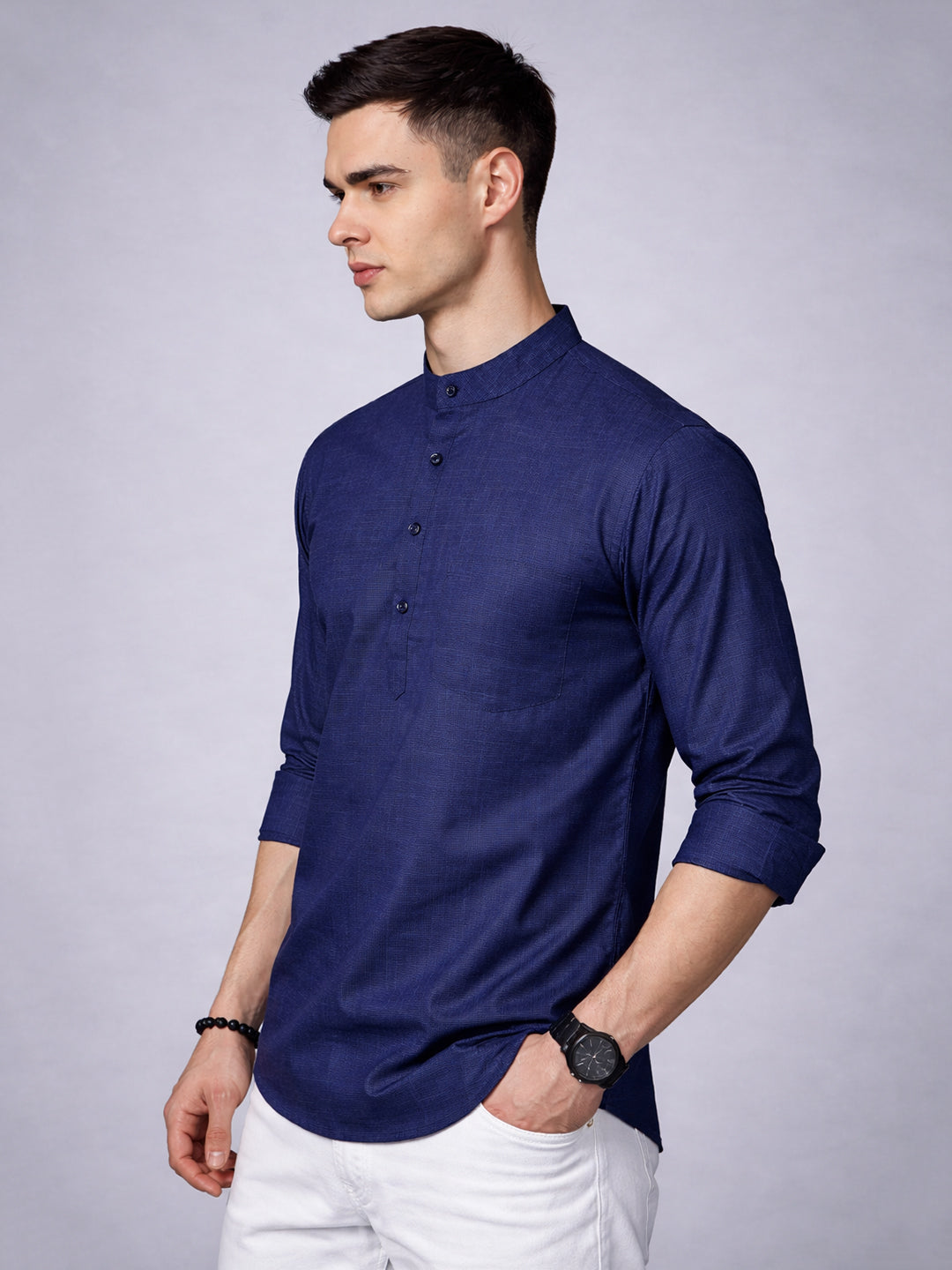 Men’S Casual Solid Short Kurta