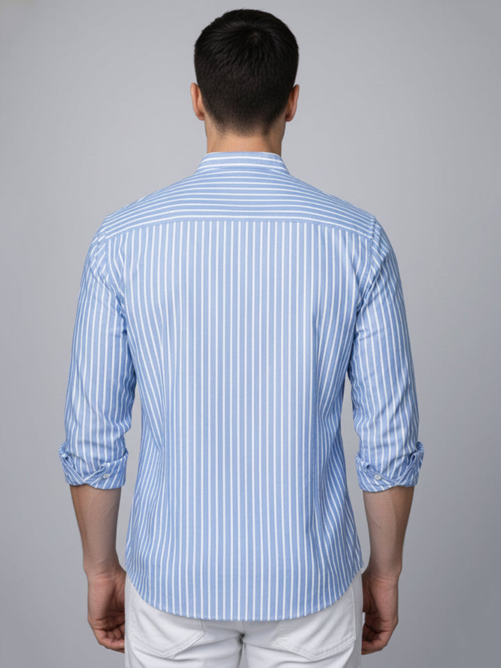 Men’S Blue Striped Short Kurta