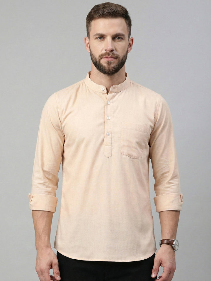 Solid Cotton Blend Short Kurta