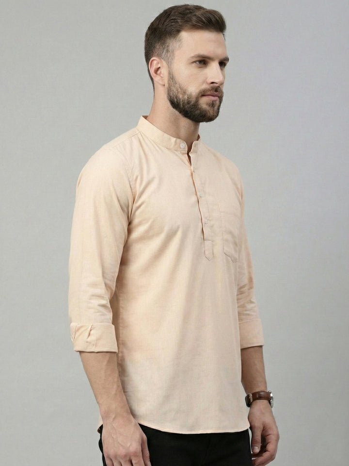 Solid Cotton Blend Short Kurta