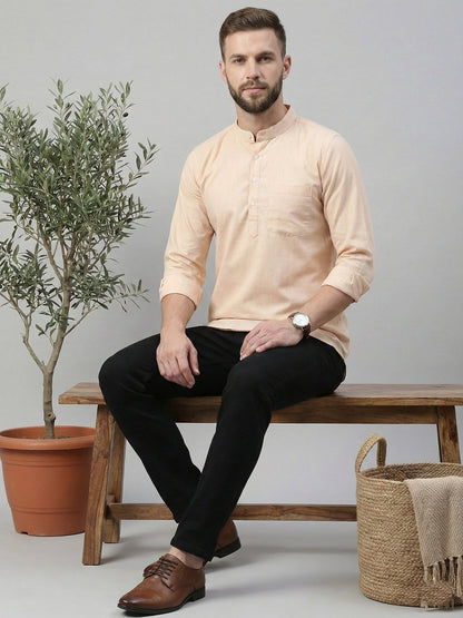 Solid Cotton Blend Short Kurta