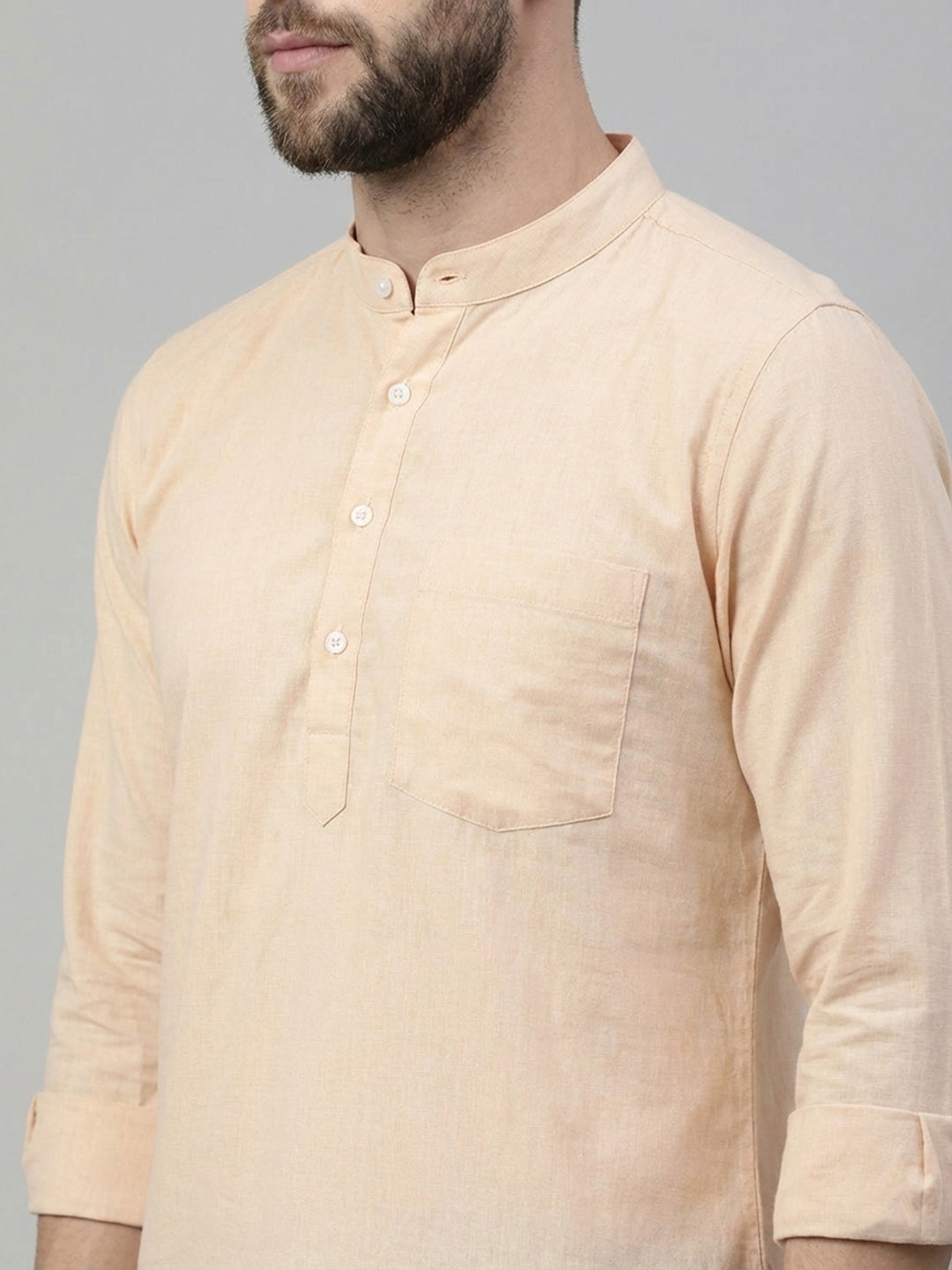 Solid Cotton Blend Short Kurta