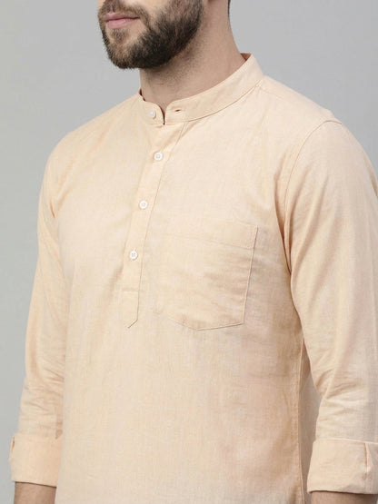 Solid Cotton Blend Short Kurta