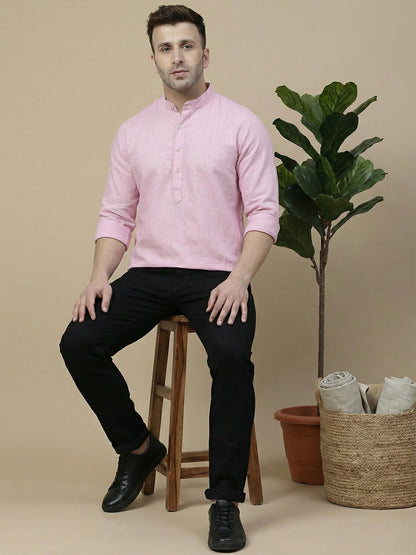 Solid Cotton Blend Short Kurta
