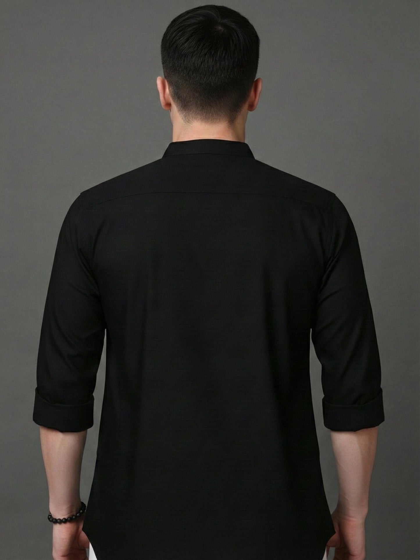 Black Casual Solid Short Kurta