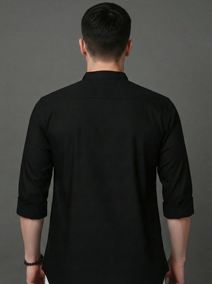 Black Casual Solid Short Kurta