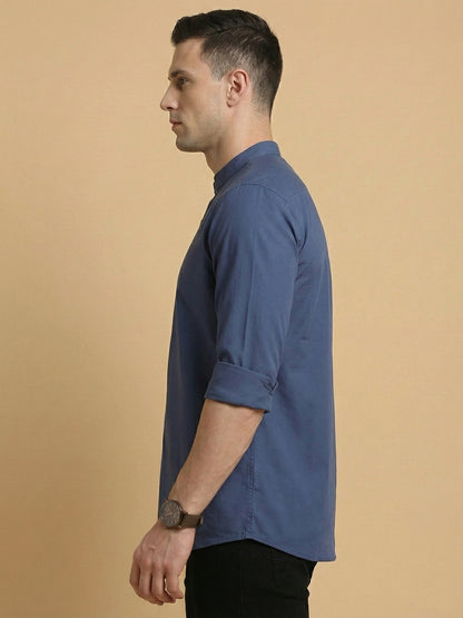 Blue Casual Solid Short Kurta