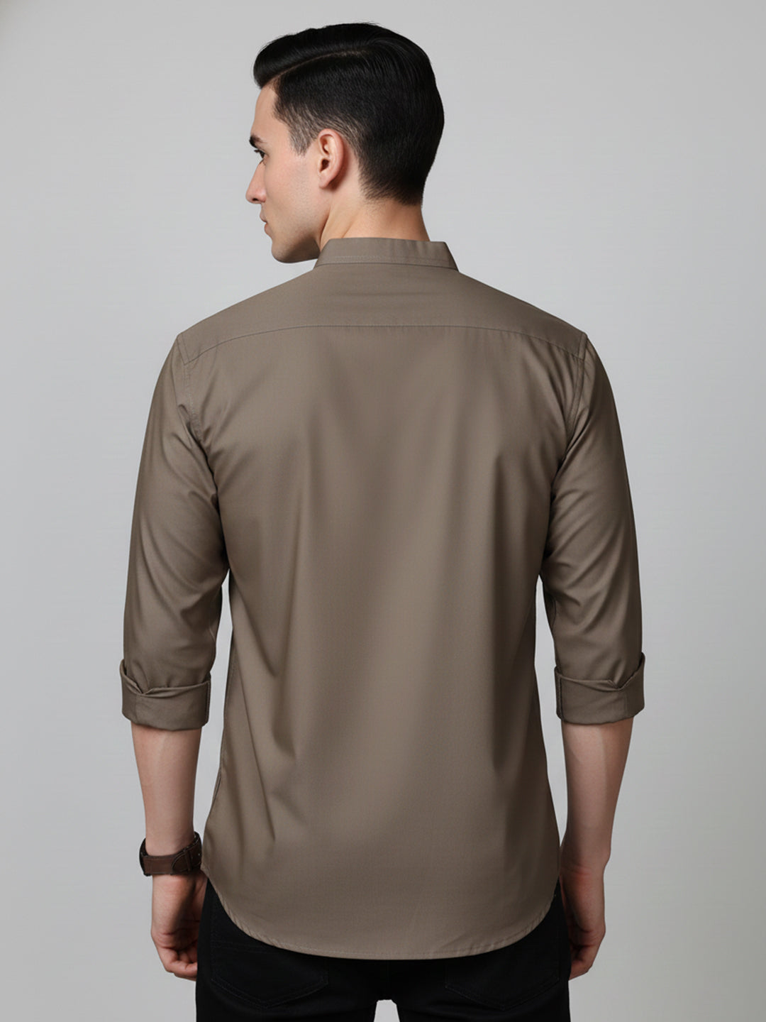 Brown Casual Solid Short Kurta