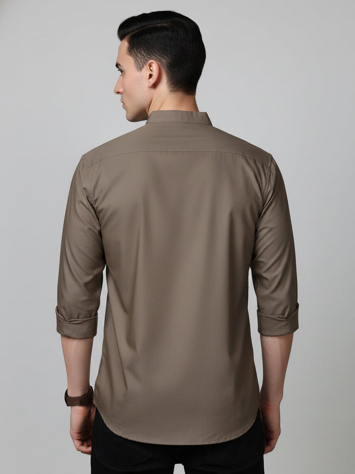 Brown Casual Solid Short Kurta