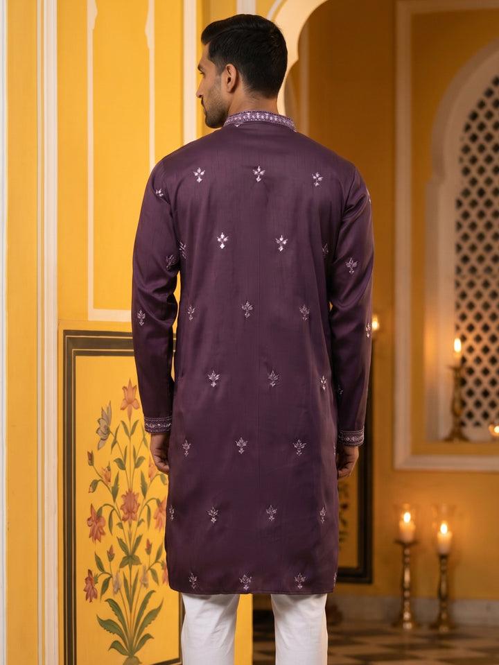 Festive Wear Silk Blend Embroidered Kurta