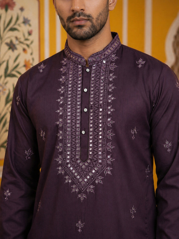 Festive Wear Silk Blend Embroidered Kurta