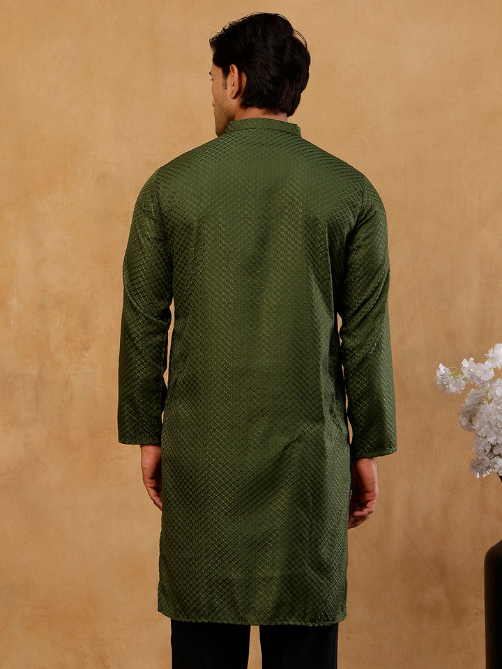 Viscose Rayon Embroidered Kurta For Men