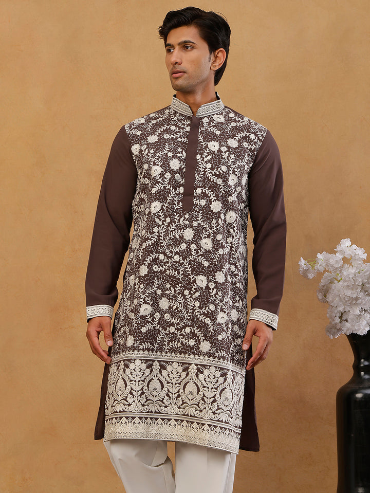 Classic Silk Blend Embroidered Kurta
