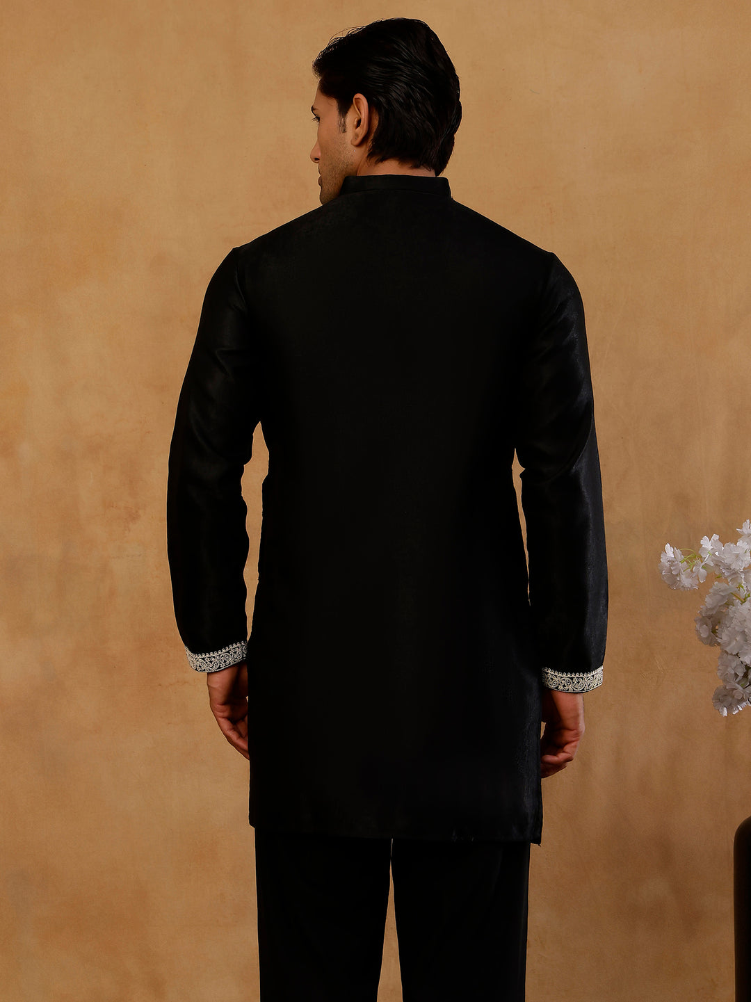 Silk Blend Embroidered Kurta For Men